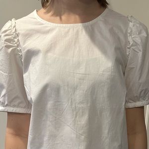 White J. Crew Cotton Blouse with small ruffle